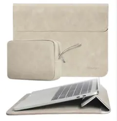 ベージュ MacBook Air ケース 13-13.6インチ スタンド機能付き