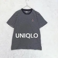 ユニクロ UT×ディズニー ボーダー半袖Tシャツ S ネイビー ミッキー 刺繍♪