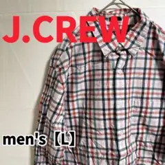 Y507【J.CREW】カラフル長袖チェックシャツ【L】ピンク