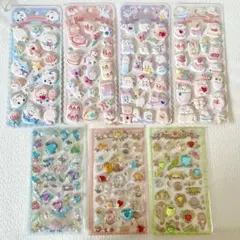 残りわずか❕きらきらダイヤシール 硬いタイプ マシュマロゆめかわシール 全7枚