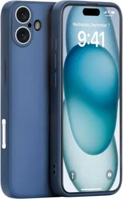 iPhone 16 シリコンケース レンズ全面保護 ブルーのサムネイル