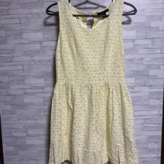 Forever21イエローノースリーブフレアワンピースレトロポップ花柄