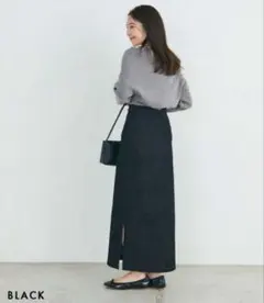 ベースメントオンライン　デニムハイウエストタイトスカート　ブラック