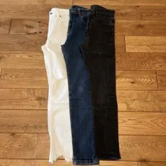 【JEANASIS 2本、OZOC1本】スキニーデニム ダメージ加工 デニム3本
