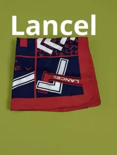 LANCEL ハンカチ ロゴ柄 レッド ネイビーのサムネイル