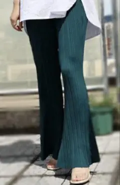 シフォンプリーツフレアパンツ グリーン
