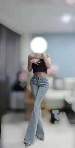 ハイウエストフレアデニムパンツ