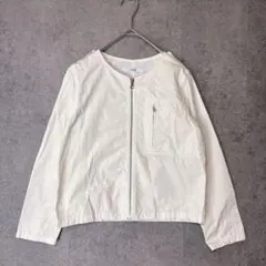 レリューム ノーカラー ジップジャケット アイボリー 表記36 S相当 薄手のサムネイル