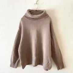 ☆ニット セーター サイドスリット オフタートル 長袖 カジュアル F