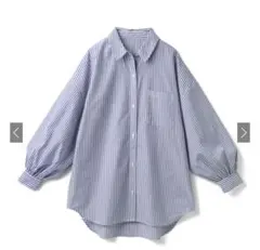 ブルーストライプ バルーンスリーブシャツ