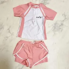 水着 女の子 ガールズ ワンピース 子供 キッズ　上下セット 半袖 ピンク