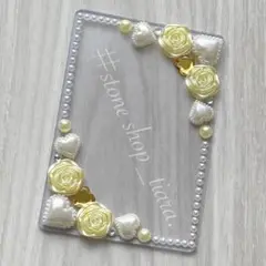 B8【薔薇＊ハート＊ビジュー＊パール】硬質ケース♡デコ♡イエロー・ホワイト系