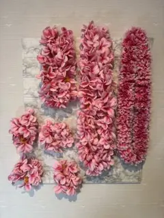 フラダンス　ピンク　レイ　手首飾り付き　レイ3点　Y4