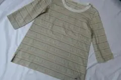 クロコダイル ボーダー 花柄プリント入り チュニック カットソー生地 L