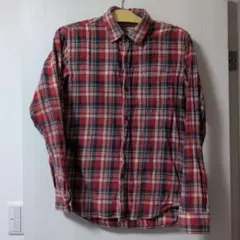 GLOBAL WORK レッド系チェックネルシャツ M