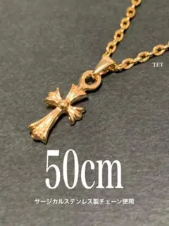 【ベビー ファット クロス ネックレス ゴールド 50cm】ステンレス a42