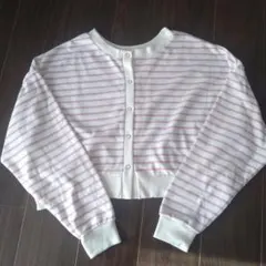 グレイル 前後2WAY カーディガン トップス ボーダー 白 ピンク