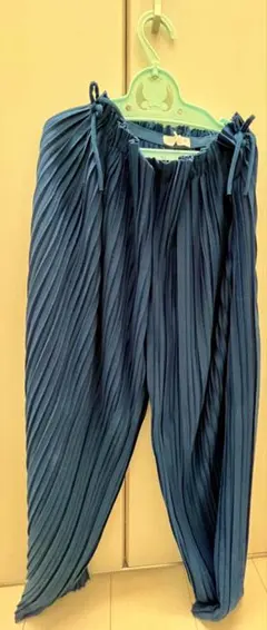 ダークブルー プリーツ ロングパンツ 164cm