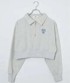 WEGO ハーフジップ襟付きショートスウェット グレー