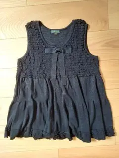 ◯クレイサス　ノースリーブ　チュニック　M　黒　ブラック　フリルのサムネイル