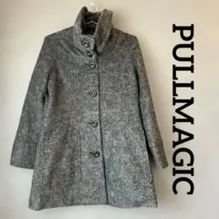 PULLMAGIC グレー モヘアウール ピーコート　毛