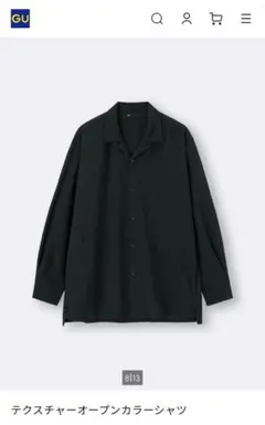 GU テクスチャーオープンカラーシャツ　黒　Ｌサイズ