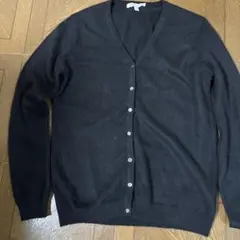 カシミヤ100% 黒 Vネック カーディガン M