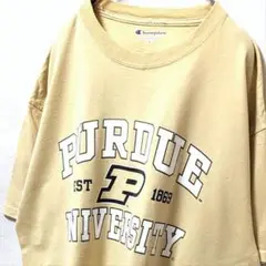 チャンピオン パデュー大学 ロゴ Tシャツ イエロー 黄色 L 古着