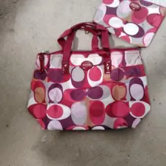COACH シグネチャー柄 バッグとポーチ セット