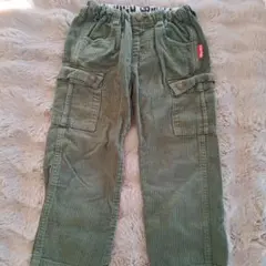 【BeBe】オリーブグリーン コーデュロイ カーゴパンツ110センチ