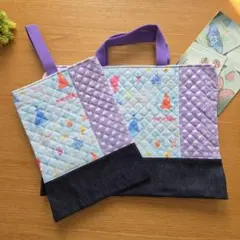 ハンドメイド　レッスンバック　シューズケース　プリンセス　ハート