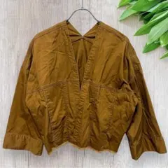 ブラウン ノーカラージャケット