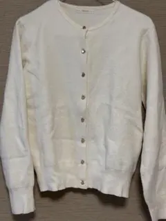 【テチチ】カーディガン　長袖　丸首　リブ袖　厚手　金ボタン　上品　フリーサイズ