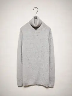 美品　良品計画　リブニットタートル　ウール100%　XL　杢ベージュ