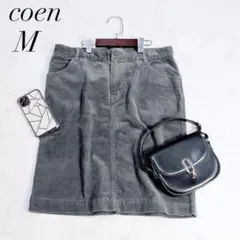 コーエン/スカート/グレー/コーデュロイ/Mサイズ/ひざ丈/セミタイト