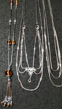 シルバー系チェーン3連他 ネックレス ペンダント 3点まとめ売り #1576-4