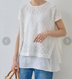 BEARDSLEY ビアズリー レースコンビシアーブラウス ホワイト