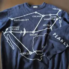 PEARLY GATES 地図柄 クルーネックニット ネイビーのサムネイル