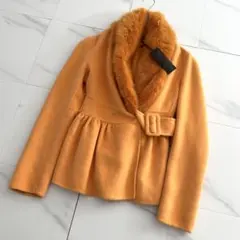 未使用タグ付き✨ エルマンノシェルビーノ ショートコート アンゴラ素材 オレンジのサムネイル