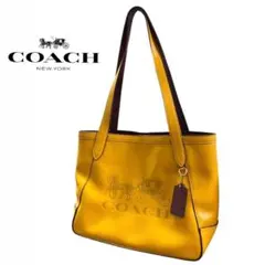 未使用級 COACH コーチ レザー トートバッグ ホースアンドキャリッジ 黄色のサムネイル
