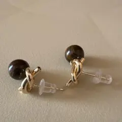 ゴールド&タイガーアイ　ピアス