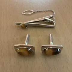 タイガーアイ カフス ネクタイピン セット メンズ レトロ