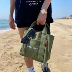 西海岸系⭐︎LUSSO SURF マルチポケットトートバッグ　カーキ