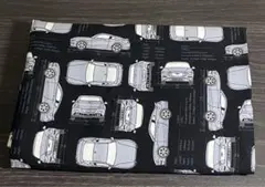 車 設計図 柄　生地 はぎれ　黒　110×2m