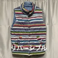 リバーシブルデニムキルティング中綿ベスト