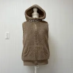 OCEAN PACIFIC フリース フード付きボアベスト ベージュ L