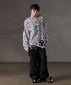 grancy 総柄ラインストーングラフィックロンT グランシー