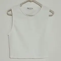 ZARA ホワイト ノースリーブ Tシャツ M