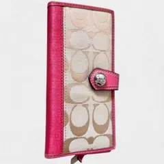 コーチ　長財布　財布　ウォレット　シグネチャー　ピンク