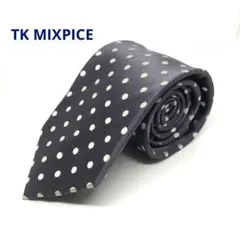 TK MIXPICE ネクタイ　グレー×白　ドット柄　シルク100%